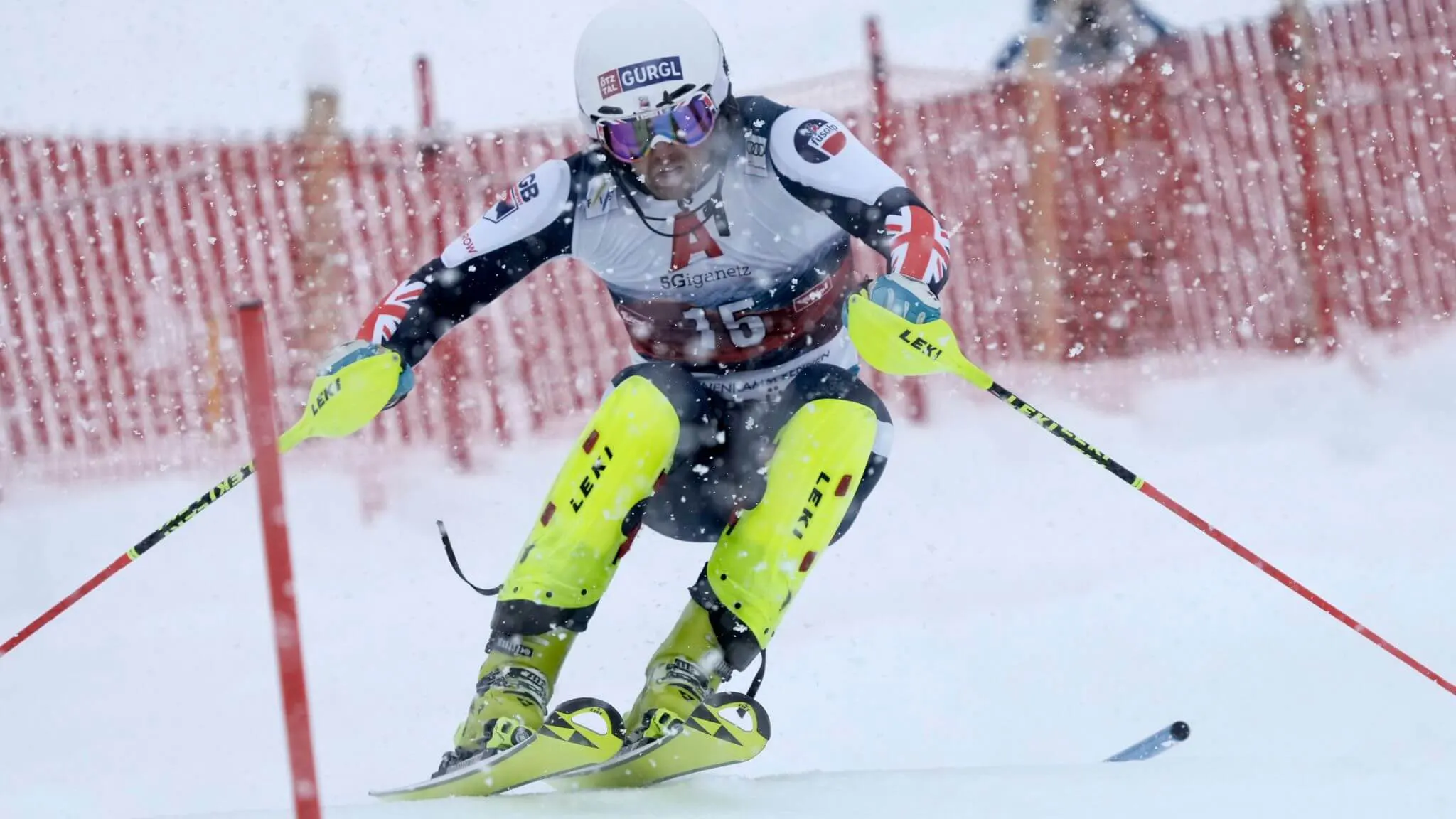 Dave Ryding skiing in his WC win at 2022 Kitzbuehel Slalom