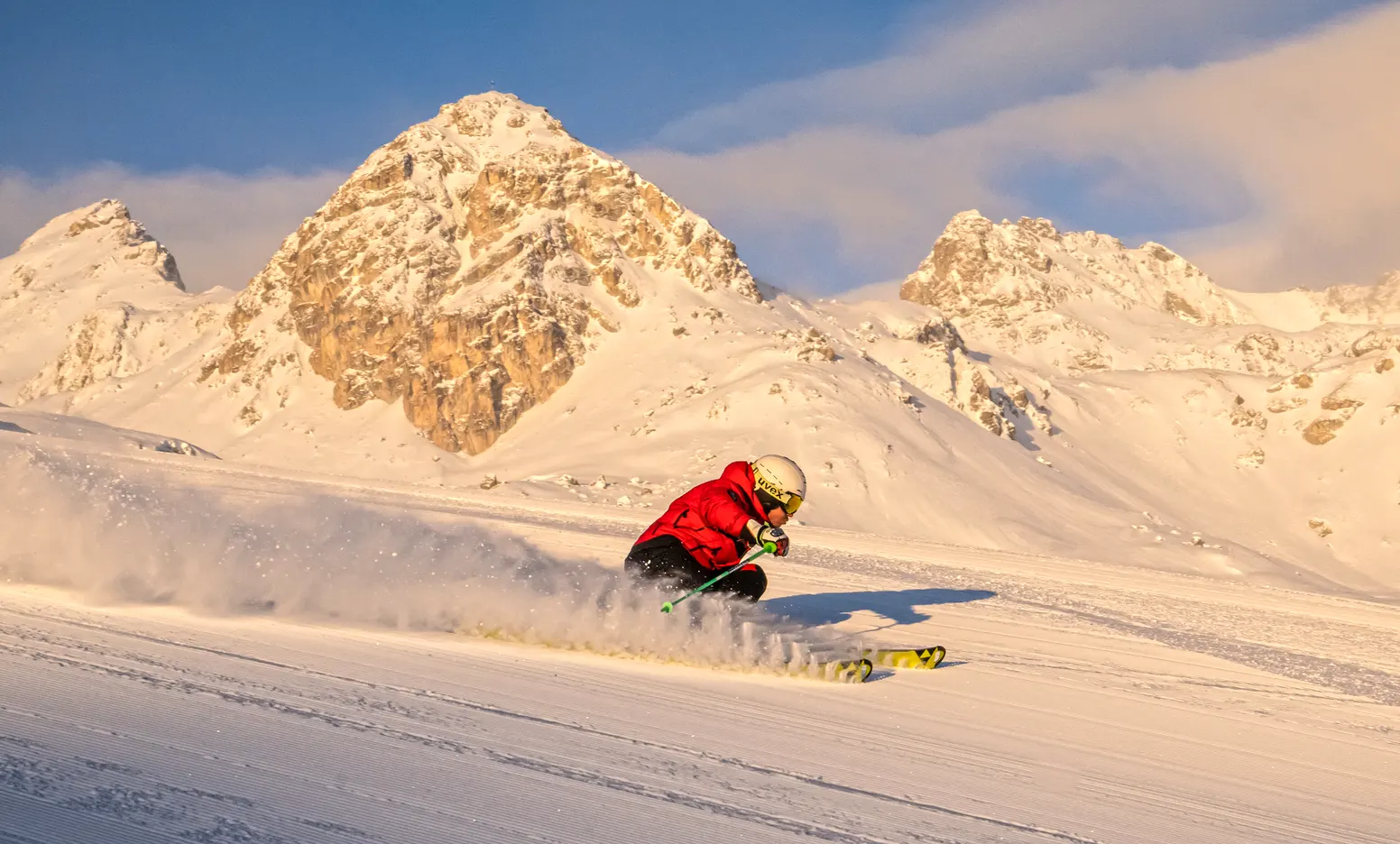 Carving the early mornings in St Moritz Corviglia