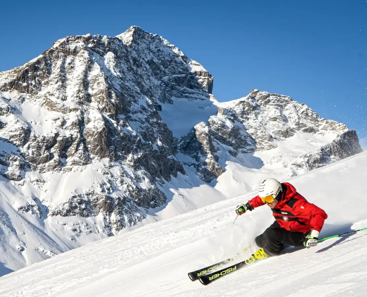 Ski Instructor of the Red Legends Ski School at St Moritz Switzerland
